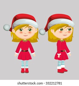 Girl front and side in winter clothes