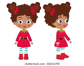 Girl front and side in winter clothes