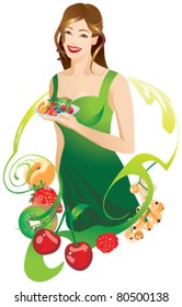 Girl with fruit