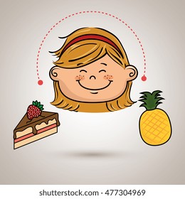girl fruit cake dessert