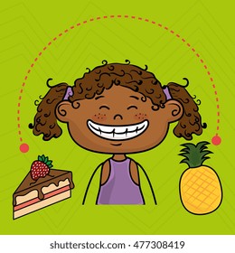girl fruit cake dessert