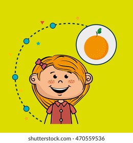 girl fruit food healthy vector illustration graphic