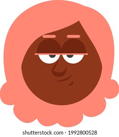 Girl with funky pink hair, illustration, on a white background.