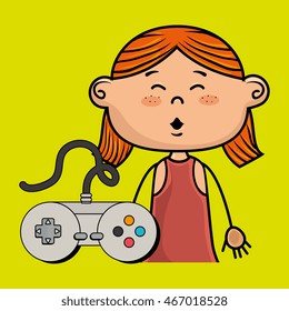 girl game control icon vector illustration graphic