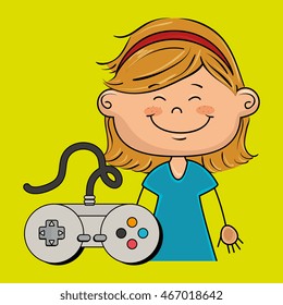 girl game control icon vector illustration graphic