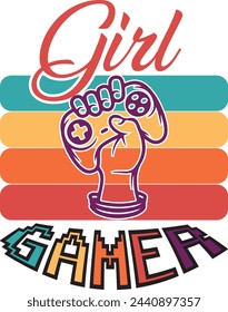 Girl Gamer vector typography illustrator templates design for gamer fashion slogan for cloths 