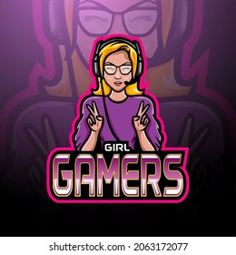 Girl gamers esport logo mascot design