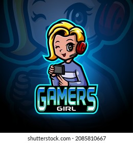 Girl gamers esport logo mascot design