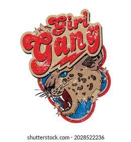 GIRL GANG. Draw and text, sublimation design and Vector T-shirt fashion design.