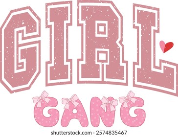 Girl Gang - Happy Valentine's day T-shirt Design, Valentine Varsity T-shirt design, Retro Valentine, retro Varsity, Love Heart Vector file, boho varsity, boho design