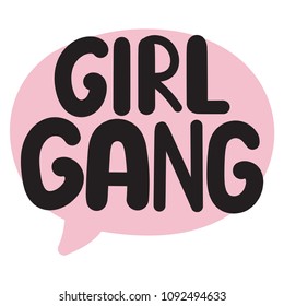 Girl gang. Vector hand drawn illustration on white background.