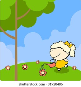 Girl in a garden
