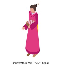 Girl geisha icon isometric vector. Female art. Face lady