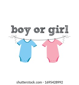 Girl or boy? Gender reveal party card, banner vector element  design