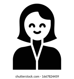 Girl genuine happiness and warm, positive feelings Face on White Background,  Worker Seems Happy after Achieving the Goal Vector Glyph Icon Design, Motivational Symbols