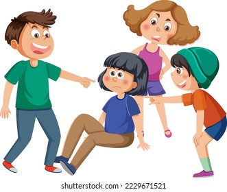 A girl get bullied by her friends illustration