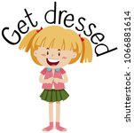 A Girl Get Dressed on White Background illustration