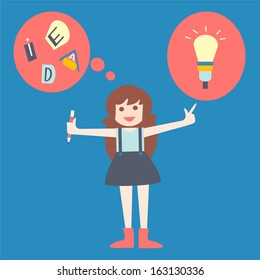 Girl Gets Idea of Creativity from Light Bulb