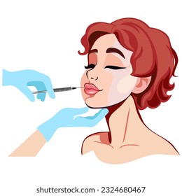 girl gets an injection in the lips