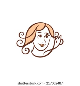 Girl gets ink sign Branding Identity Corporate vector logo design template Isolated on a white background