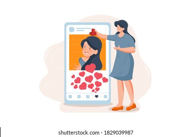 The girl is getting excited because of her high social network interaction.