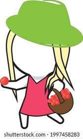 Niña obteniendo fruto del arte vectorial de los árboles