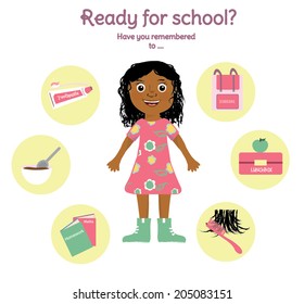 Girl Getting Ready For School Stock Illustrations Images Vectors Shutterstock