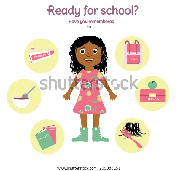 Girl Getting Ready School Stock Vector Royalty Free
