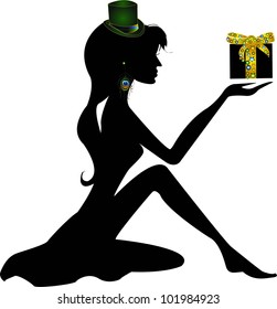 Girl with gift in hat