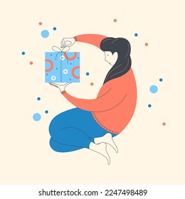 Girl with a gift in her hands