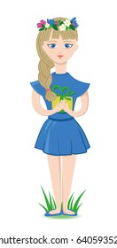 Girl with gift - illustration