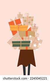 Girl with gifts boxes vector 