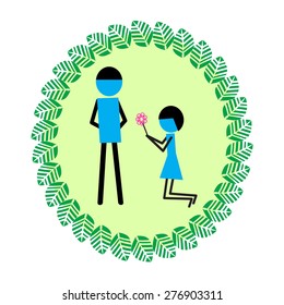 girl give a flower to say sorry with boy