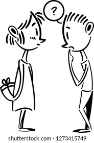 Girl give gift to boy, Girl surprise her boyfriend.