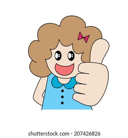 Girl give thumb, vector format