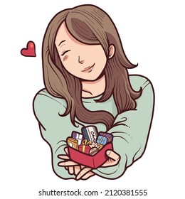 girl giving chocolate for valentine's day