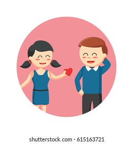 girl giving her love to man in circle background