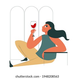 Girl with a glass of wine