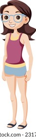 Girl with Glasses in Casual Outfit Cartoon Character illustration