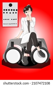 Girl with glasses character design illustration