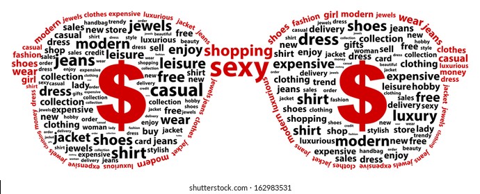 Girl Glasses With Dollar Sign Shopping Word Cloud Concept