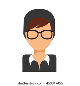 girl with glasses icon isolate vector illustration