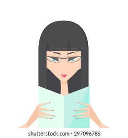 Girl in a glasses reads a letter book vector 
