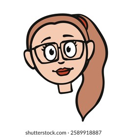 girl with glasses women's day doodle illustration hand drawn