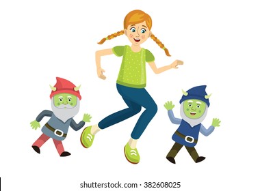 girl and gnomes vector