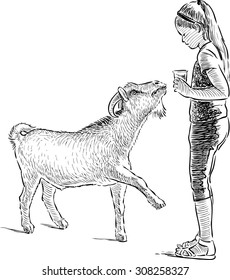 girl and goat