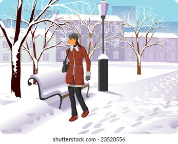 girl goes on a park