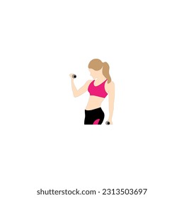 girl goes in for sports, dumbbells, silhouette.