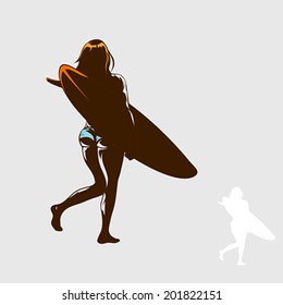 Girl goes surfing