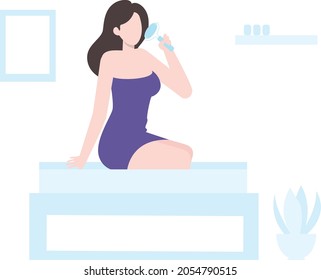 A girl going into a beauty salon for spa and shower.